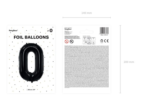 Foil Balloon Number ''0'', 86cm, black