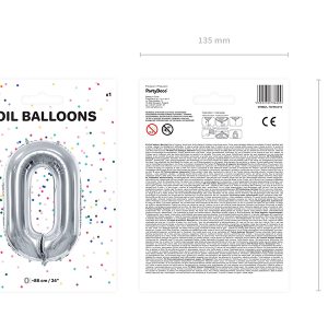 Foil Balloon Number ''0'', 86cm, silver