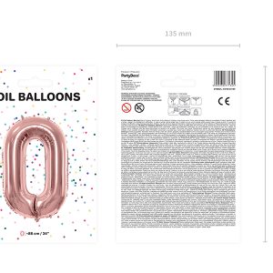 Foil Balloon Number ''0'', 86cm, rose gold