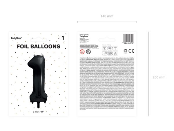 Foil Balloon Number ''1'', 86cm, black