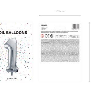 Foil Balloon Number ''1'', 86cm, silver