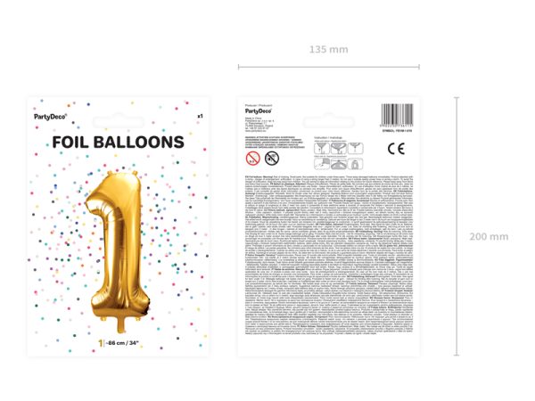 Foil Balloon Number ''1'', 86cm, gold