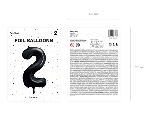 Foil Balloon Number ''2'', 86cm, black