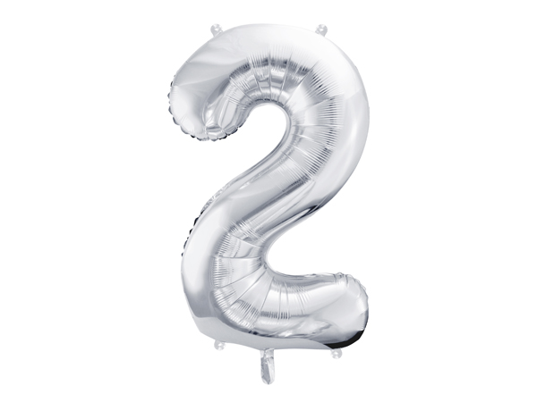 Foil Balloon Number ''2'', 86cm, silver