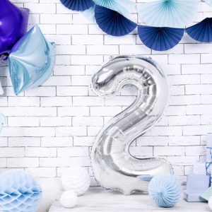 Foil Balloon Number ''2'', 86cm, silver
