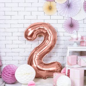 Foil Balloon Number ''2'', 86cm, rose gold