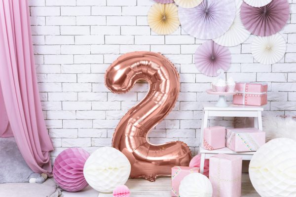 Foil Balloon Number ''2'', 86cm, rose gold