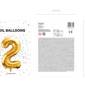 Foil Balloon Number ''2'', 86cm, gold
