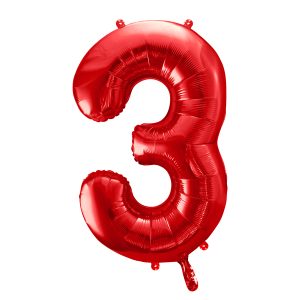 Foil Balloon Number ''3'', 86cm, red