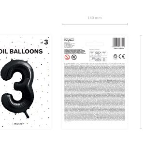 Foil Balloon Number ''3'', 86cm, black