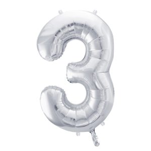 Foil Balloon Number ''3'', 86cm, silverFoil Balloon Number ''3'', 86cm, silver