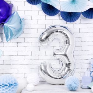 Foil Balloon Number ''3'', 86cm, silver