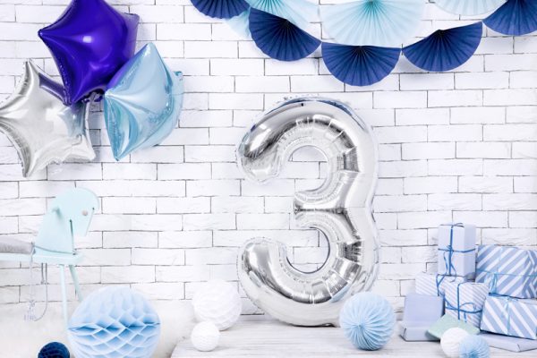 Foil Balloon Number ''3'', 86cm, silver