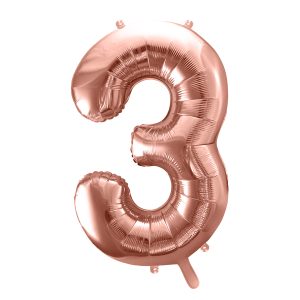 Foil Balloon Number ''3'', 86cm, rose gold