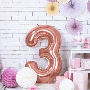 Foil Balloon Number ''3'', 86cm, rose gold