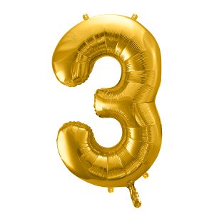 Foil Balloon Number ''3'', 86cm, goldFoil Balloon Number ''3'', 86cm, gold