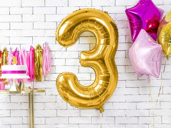 Foil Balloon Number ''3'', 86cm, gold