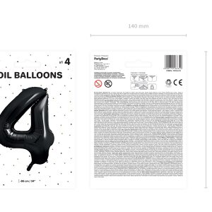 Foil Balloon Number ''4'', 86cm, black