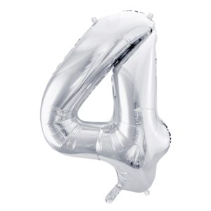 Foil Balloon Number ''4'', 86cm, silverFoil Balloon Number ''4'', 86cm, silver