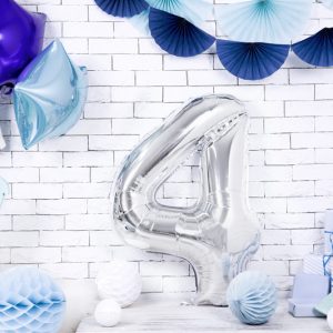 Foil Balloon Number ''4'', 86cm, silver