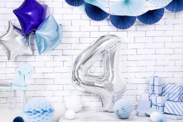 Foil Balloon Number ''4'', 86cm, silver