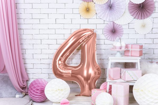 Foil Balloon Number ''4'', 86cm, rose gold