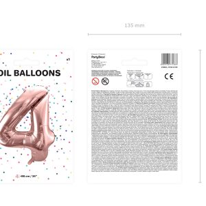 Foil Balloon Number ''4'', 86cm, rose gold