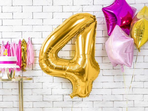 Foil Balloon Number ''4'', 86cm, gold