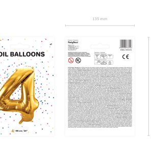 Foil Balloon Number ''4'', 86cm, gold