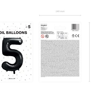 Foil Balloon Number ''5'', 86cm, black