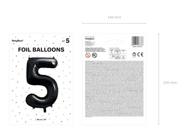 Foil Balloon Number ''5'', 86cm, black