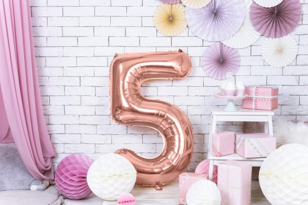 Foil Balloon Number ''5'', 86cm, rose gold