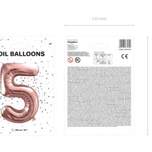 Foil Balloon Number ''5'', 86cm, rose gold