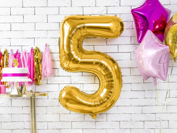 Foil Balloon Number ''5'', 86cm, gold
