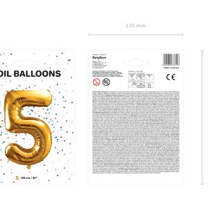 Foil Balloon Number ''5'', 86cm, gold