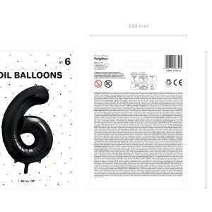 Foil Balloon Number ''6'', 86cm, black