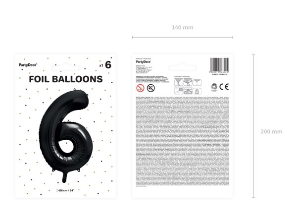 Foil Balloon Number ''6'', 86cm, black