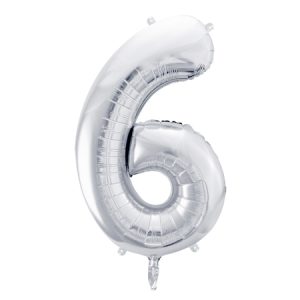 Foil Balloon Number ''6'', 86cm, silver