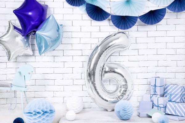 Foil Balloon Number ''6'', 86cm, silver
