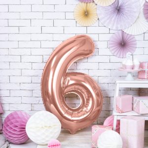Foil Balloon Number ''6'', 86cm, rose gold
