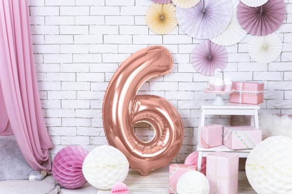 Foil Balloon Number ''6'', 86cm, rose gold