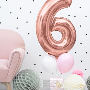 Foil Balloon Number ''6'', 86cm, rose gold