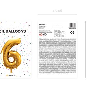 Foil Balloon Number ''6'', 86cm, gold