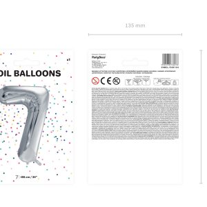Foil Balloon Number ''7'', 86cm, silver