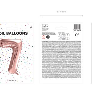 Foil Balloon Number ''7'', 86cm, rose gold