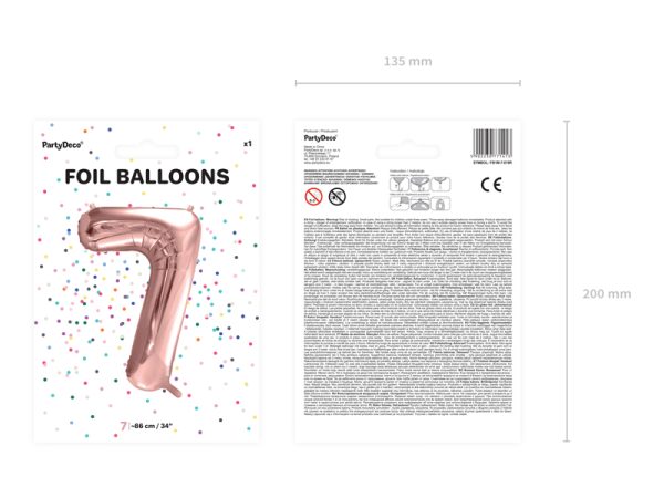 Foil Balloon Number ''7'', 86cm, rose gold