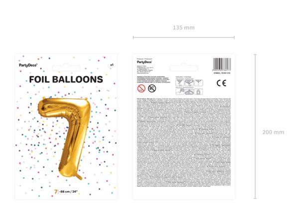 Foil Balloon Number ''7'', 86cm, gold