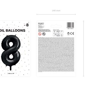 Foil Balloon Number ''8'', 86cm, black