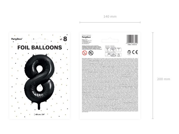 Foil Balloon Number ''8'', 86cm, black