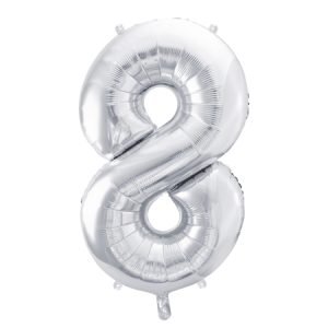Foil Balloon Number ''8'', 86cm, silver